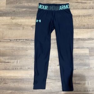 Girls' HeatGear Armour Ankle Crop Navy Blue Leggings